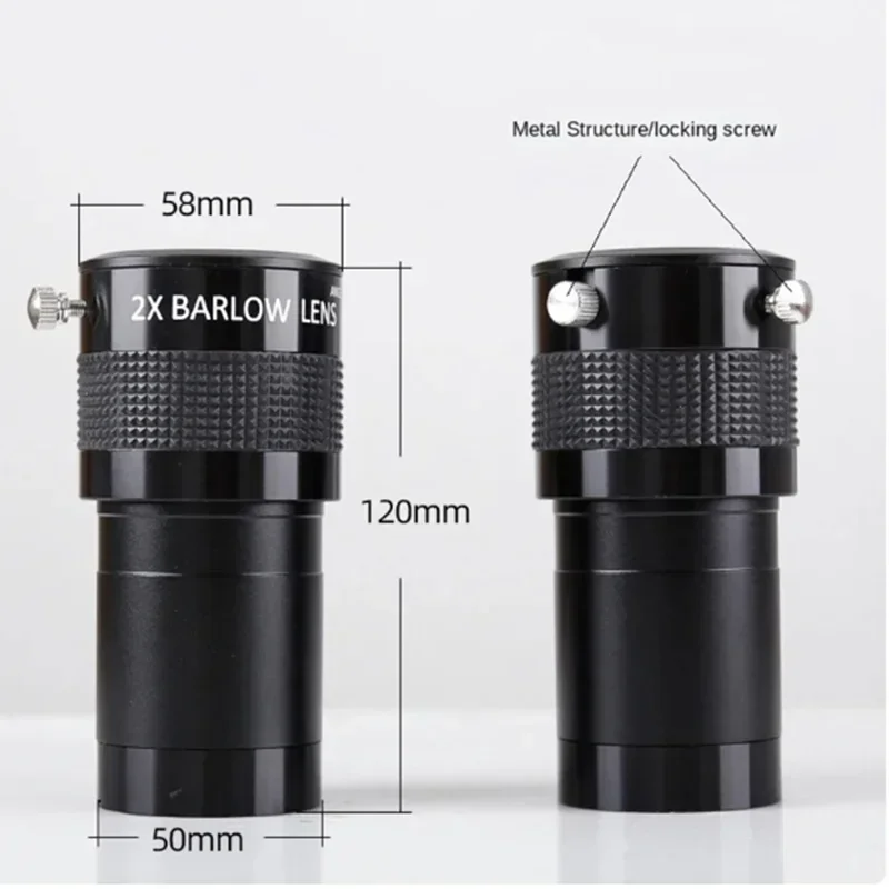 2 Inch Barlow Lens 2X Telescope M42 Thread Balck Adaptable 1.25 Eyepiece Silver Not Available Astronomy Multiplier