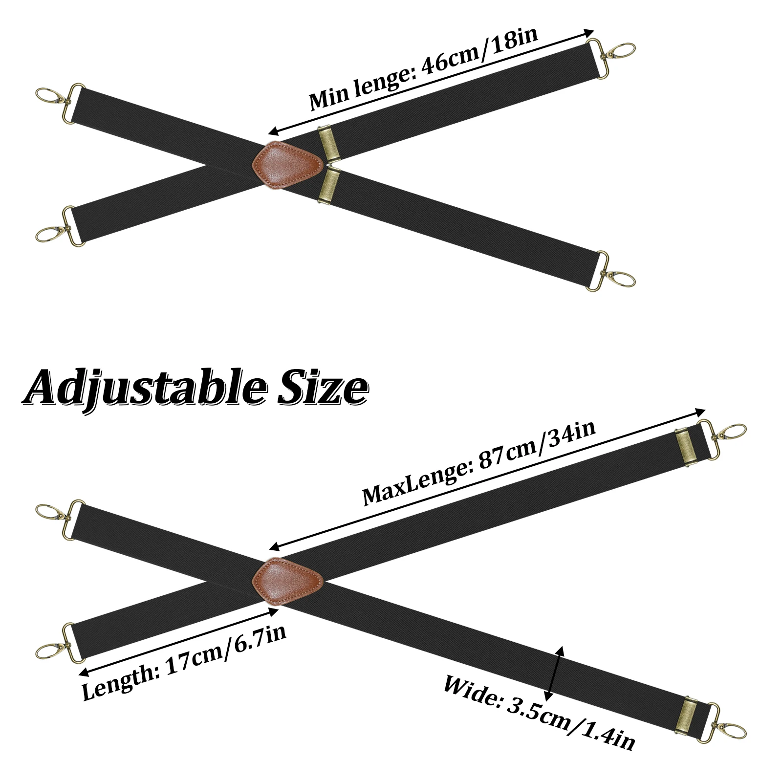 Suspenders for Men Heavy Duty X-Back Black Mens Suspenders 4 Hooks for Jeans 1.4 Inch Wide Elastic Work Suspenders Adjustable