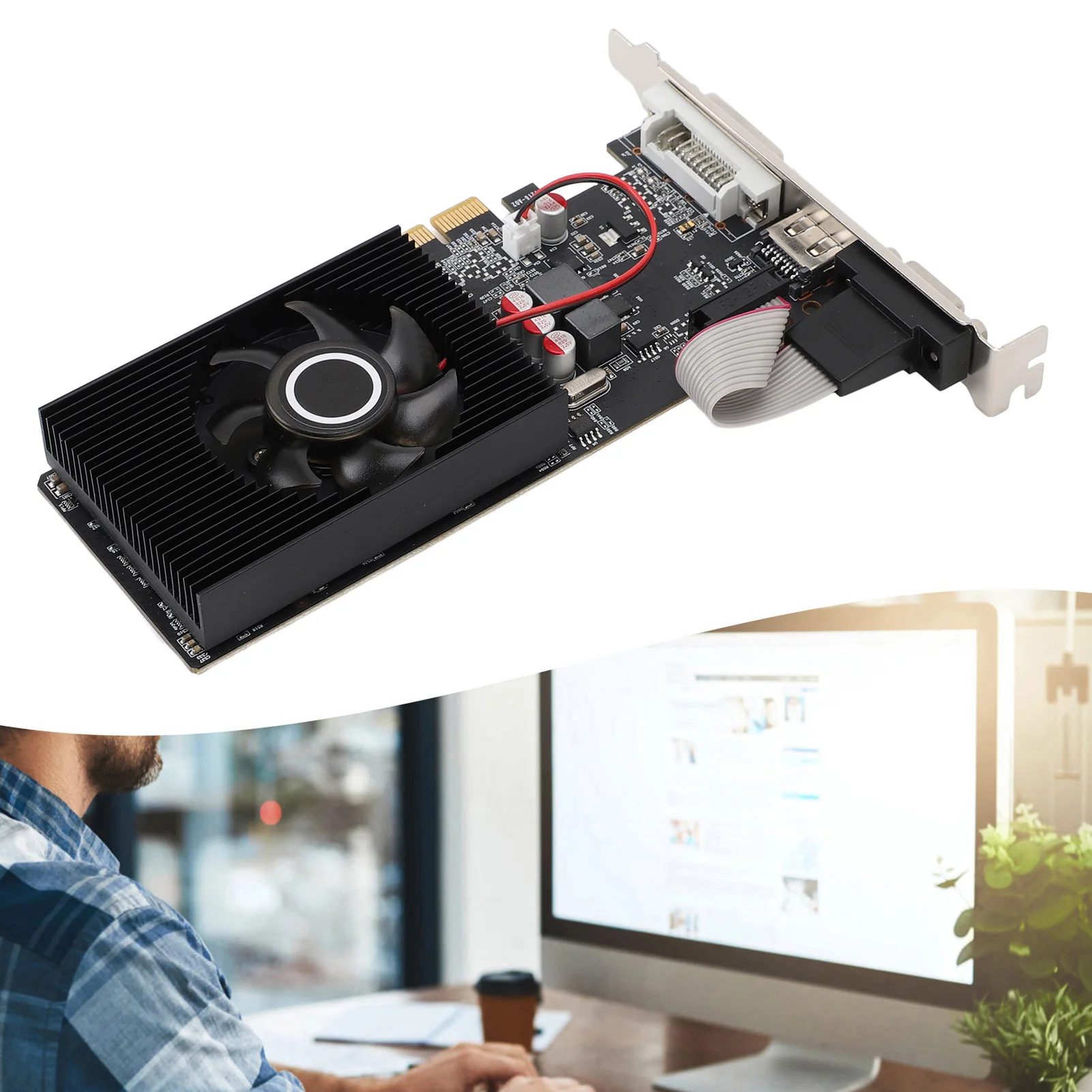بطاقة رسومات الفيديو أجهزة الكمبيوتر المكتبية بطاقة الرسومات 1 جيجابايت DDR3 128bit PCI Express 2.0X16 DVI VGA HD واجهة الوسائط المتعددة