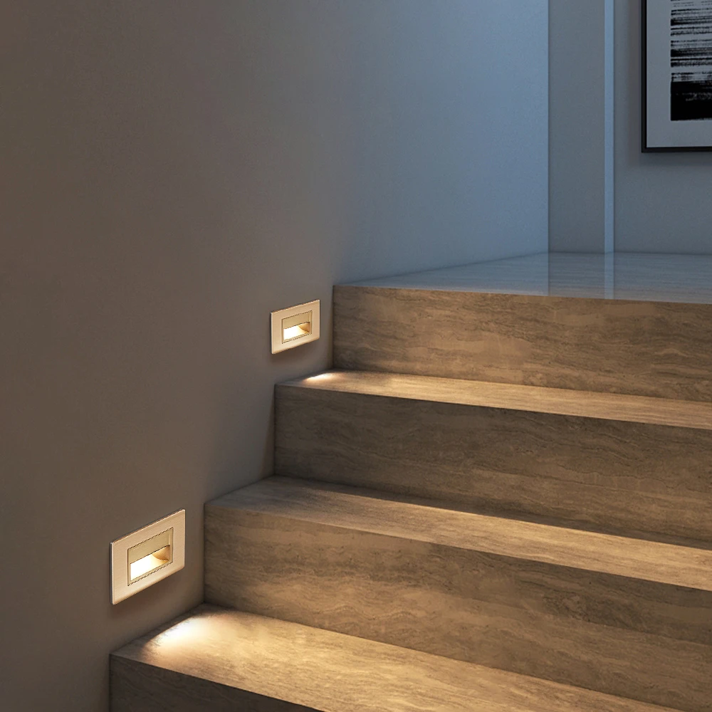 Modern LED Stairs Light Recessed Corner Wall Lamp Aluminum Footlight Fixtures Nightlights for Step Balcony Kitchen Décor