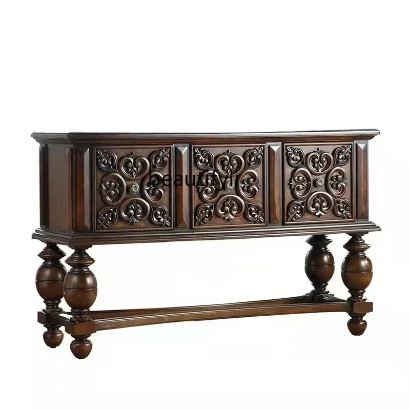 

cqyAmerican Console Tables Sofa Tables Console Decoration Table Locker American Country Wood Carving Entrance Cabinet furniture