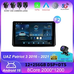For UAZ Patriot 3 2016 - 2021 Android 16 Carplay Auto 4G+WIFI GPS Car Radio Navigation Multimedia Video Player Stereo BT