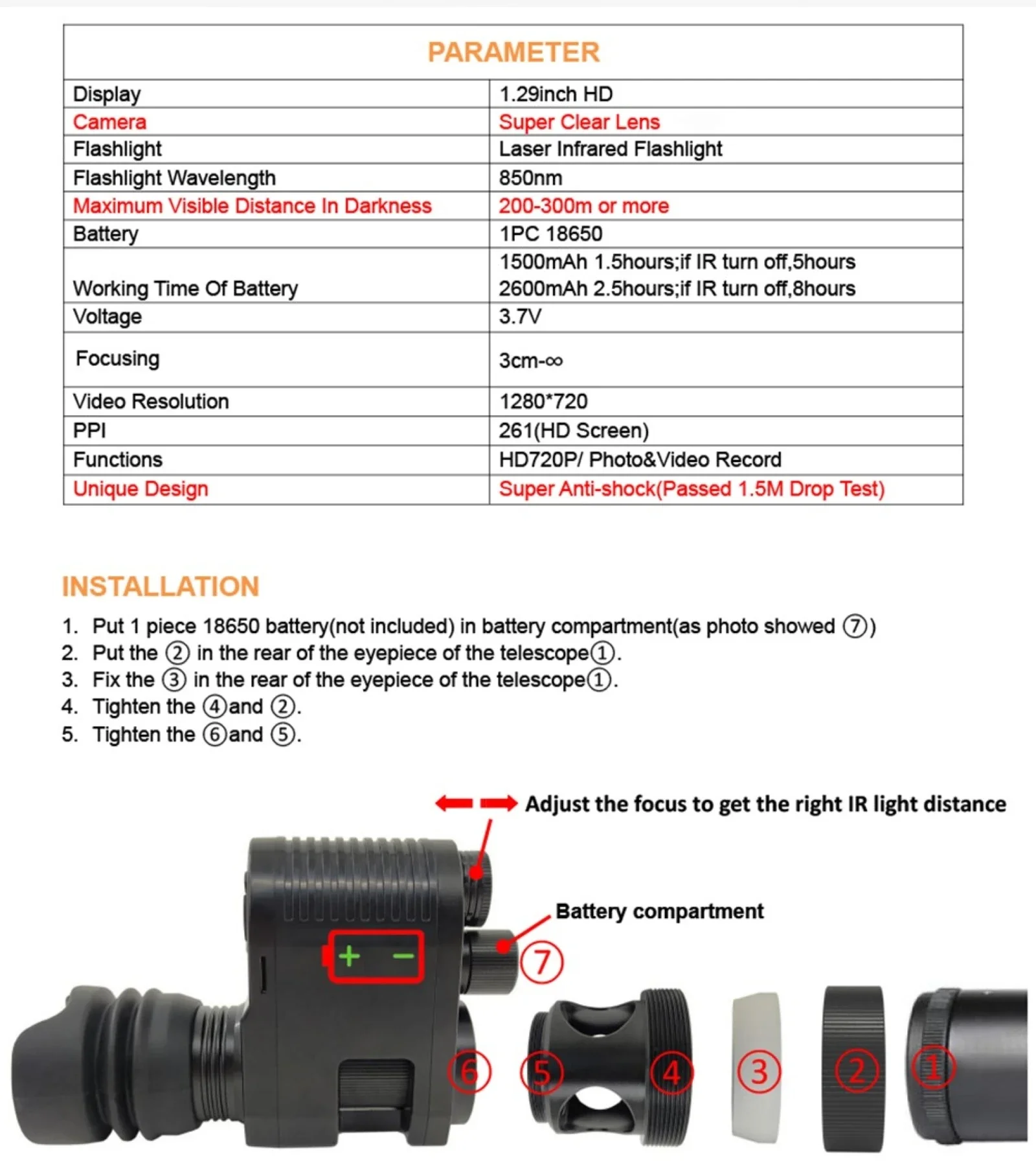 Megaorei 3 Update Outdoor hunting Tactical Riflescope Infrared night vision telescope binoculars with anti shock