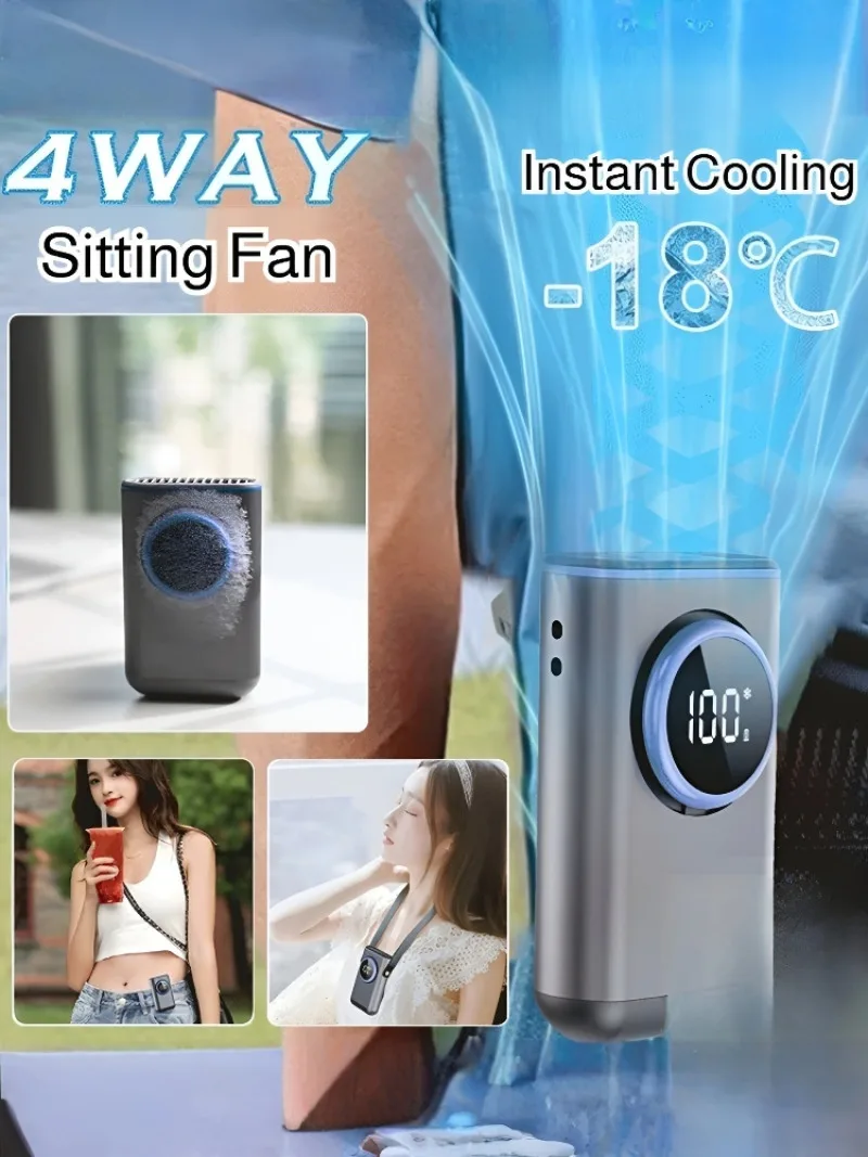 

Портативный настольный вентилятор 3-в-1 из алюминиевого сплава и портативный для использования в рюкзаке, с подвесными на талии и изношенными режимами охлаждения на столешнице