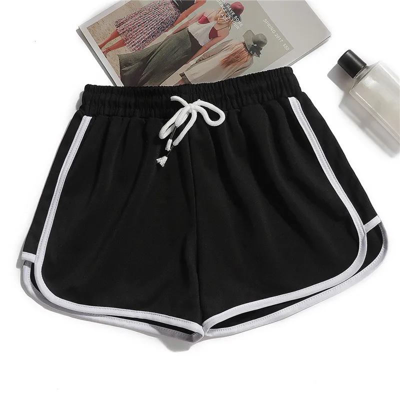 Eenvoudige Korte Broek Dames Zomer Hoge Elastische Vetersluiting Met Wijde Pijpen Zweet Korte Fitness Hardloopbroek Losse Casual Sportbroek
