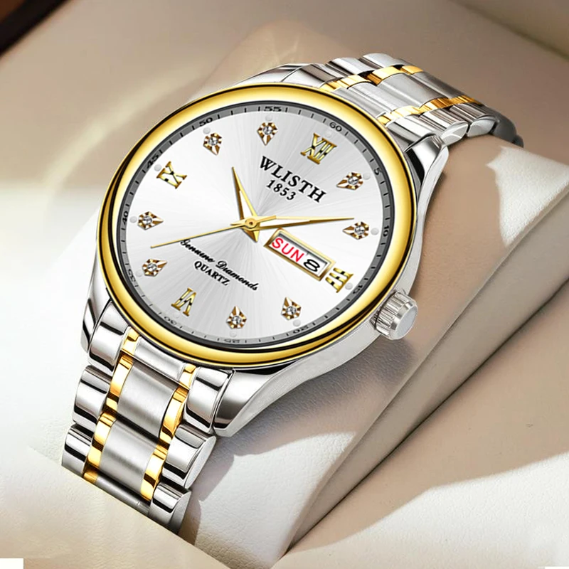 Новые модные мужские часы, кварцевые наручные часы, водонепроницаемые классические роскошные брендовые часы для мужчин, часы с ремешком из нержавеющей стали, reloj