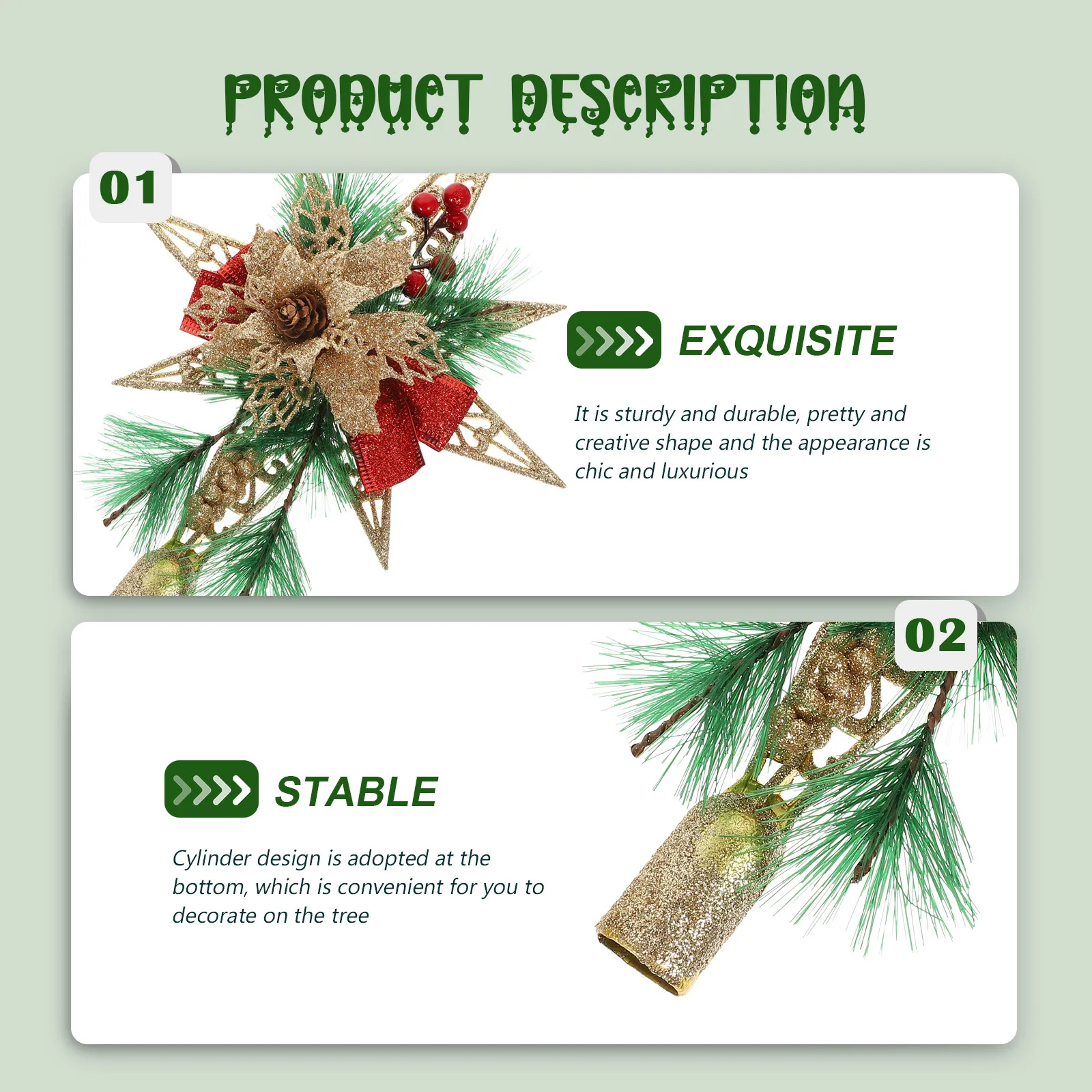 

Treetop Star Decorations Mini Xmas Topper Gold Christmas Decorate for Outdoor Small Plastic Vintage Ornament