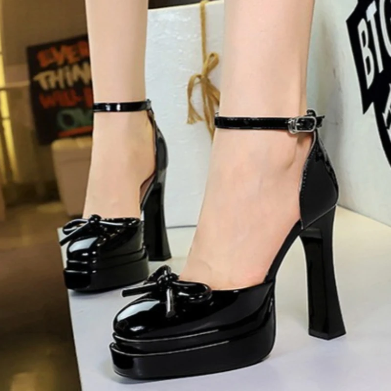 

BIGTREE Model Catwalk Sequined Platform Pumps for Women Sexy Bowknot Party Nachtclub Stripper Heels Pole Dance Shoes Size 34-40