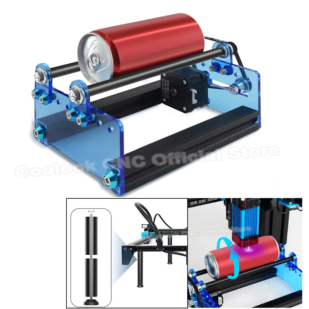 Laser Engraver Rotary Roller 360° Y-axis Rotary Roller Engraving Module for TTS/TS2 Laser Engraver Wood Router DIY Tools