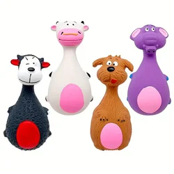 1 Piece Fat Bellied Cartoon Fun Bite Resistant Latex Sound Dog Toy Purple Elephant White Cow Brown Optional