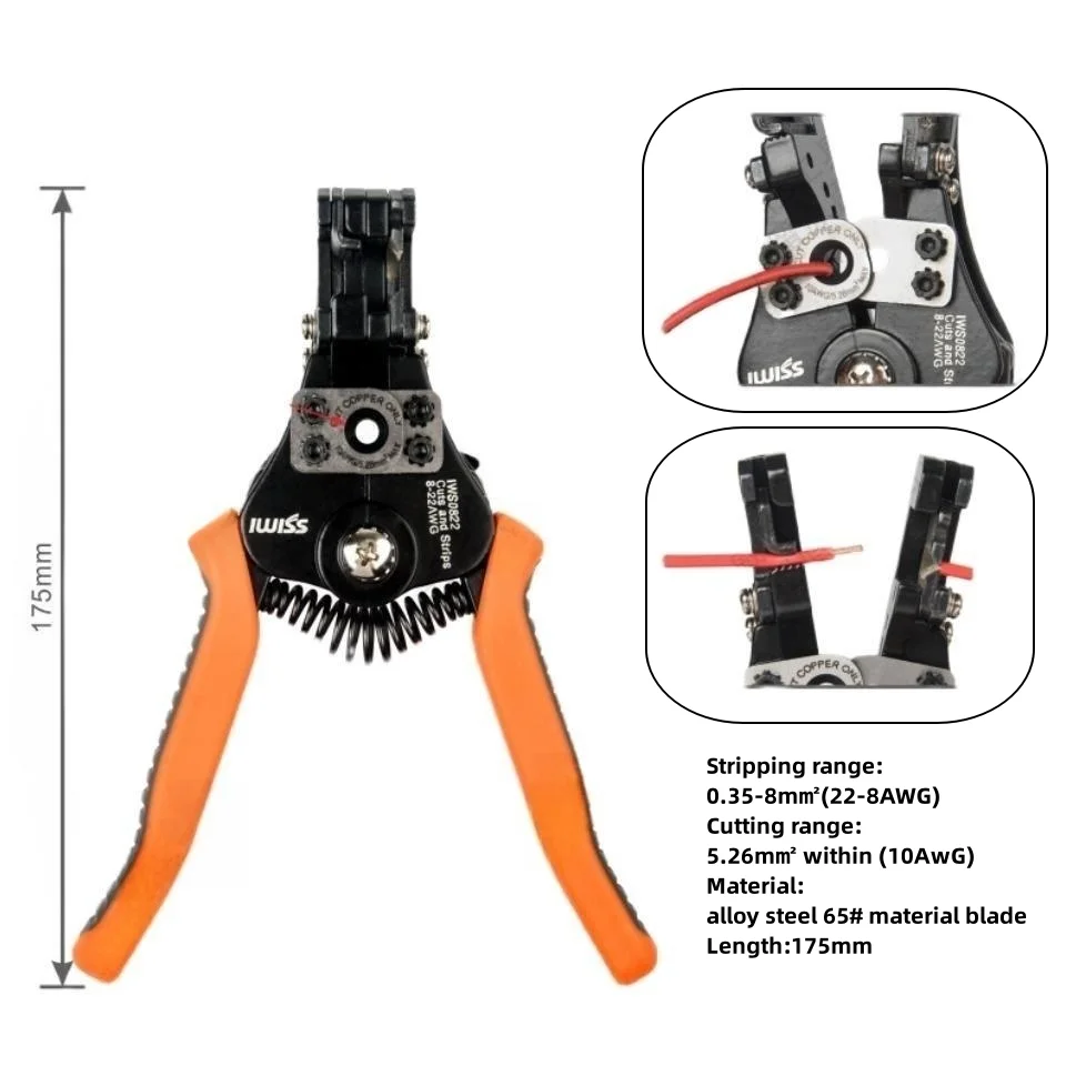 Wire Cutter / Wire Stripper, Heavy Duty Automatic Wire Stripper Tool for 8-22 AWG Solid Multi-function electrician Cable Cutter