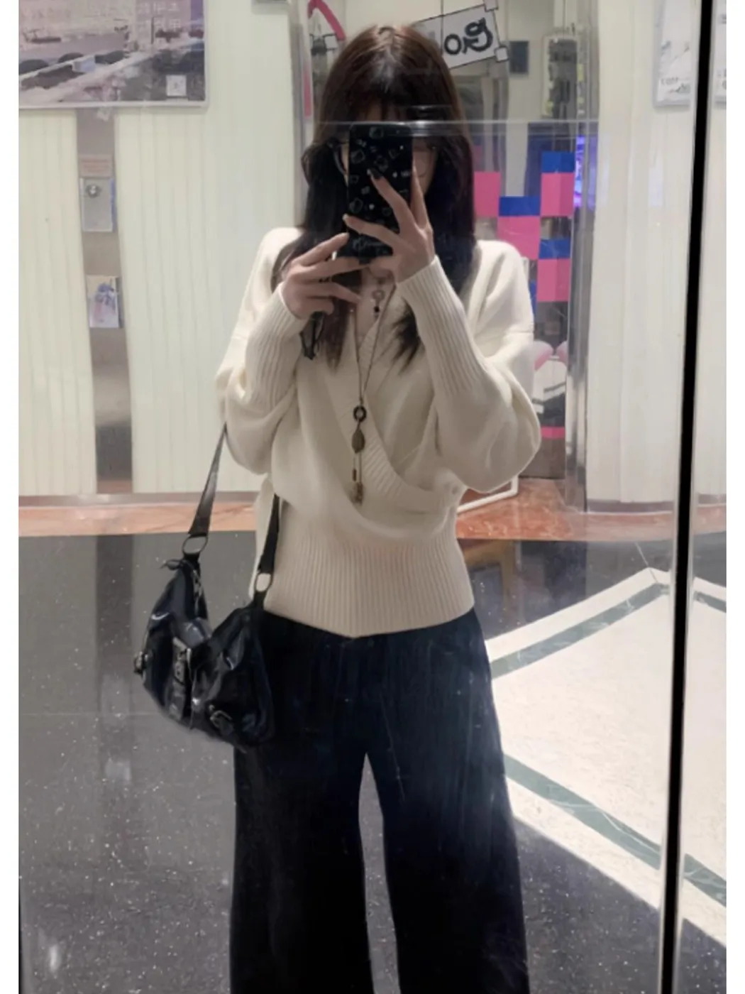 

Свободный длинный све женский трикотаж, белый пуловер с v-образным вырезом, удобный повседневный свитер, осенне-зимний модный маленький рост