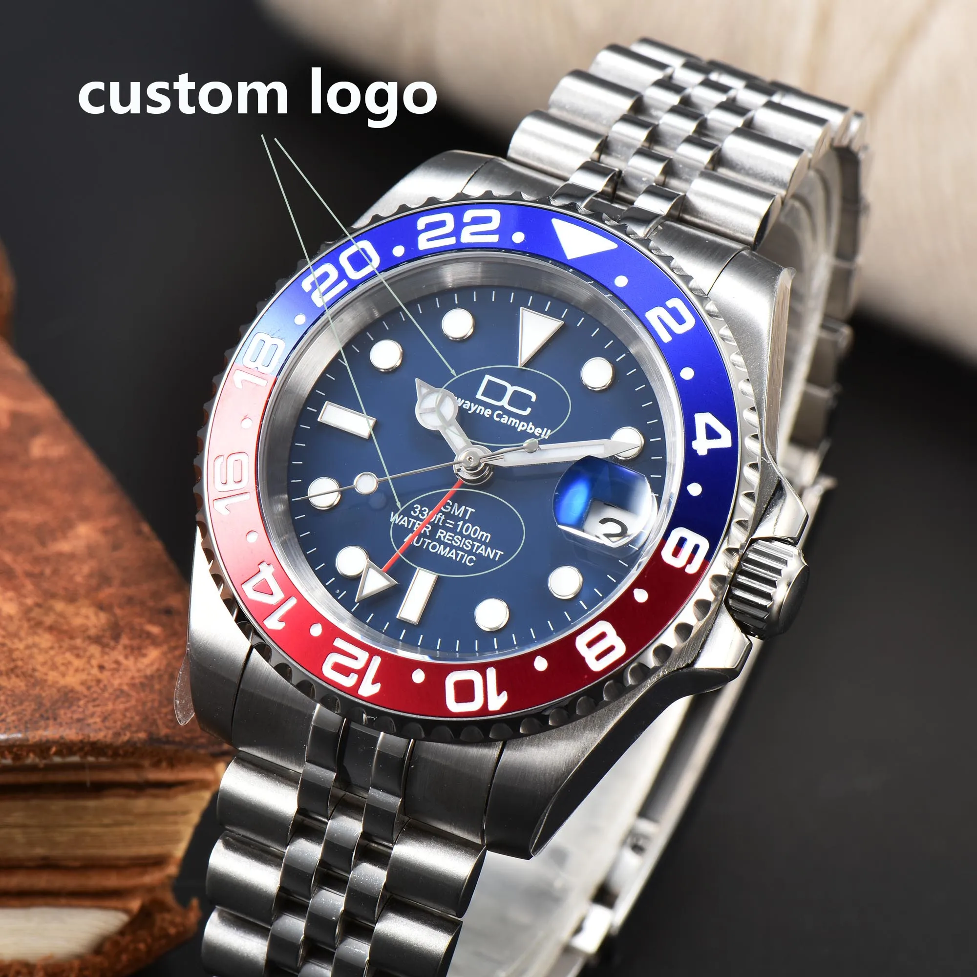 DC 40mm Luxury Brand GMT Men Automatic Mechanical Watch Military Sport Swim Clock Mechanical stainless steel Wrist Watches