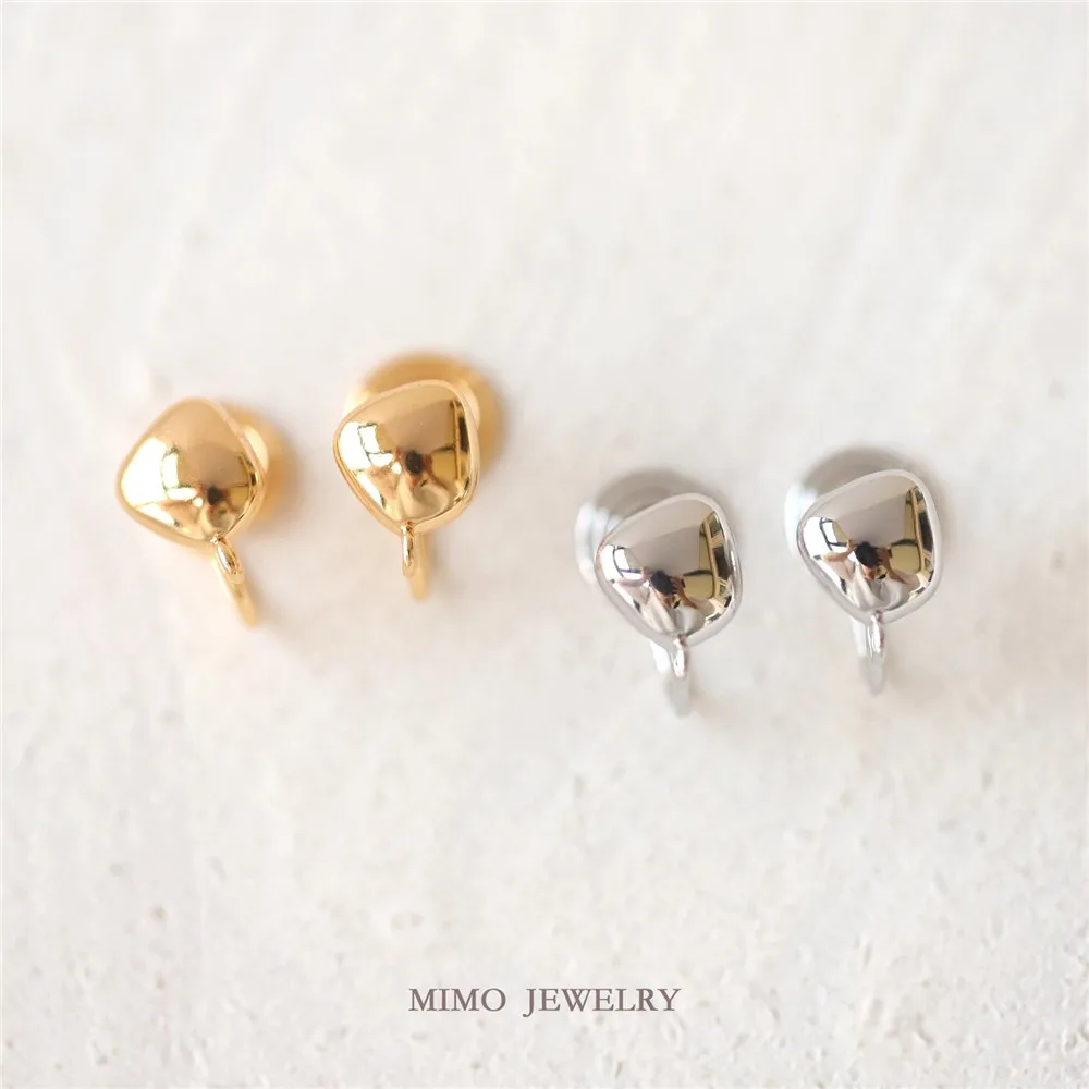 

Copper Gold-plated Simple Threaded Oval Ring 925 Silver Needle Stud Earrings DIY Handmade Charm Accessories