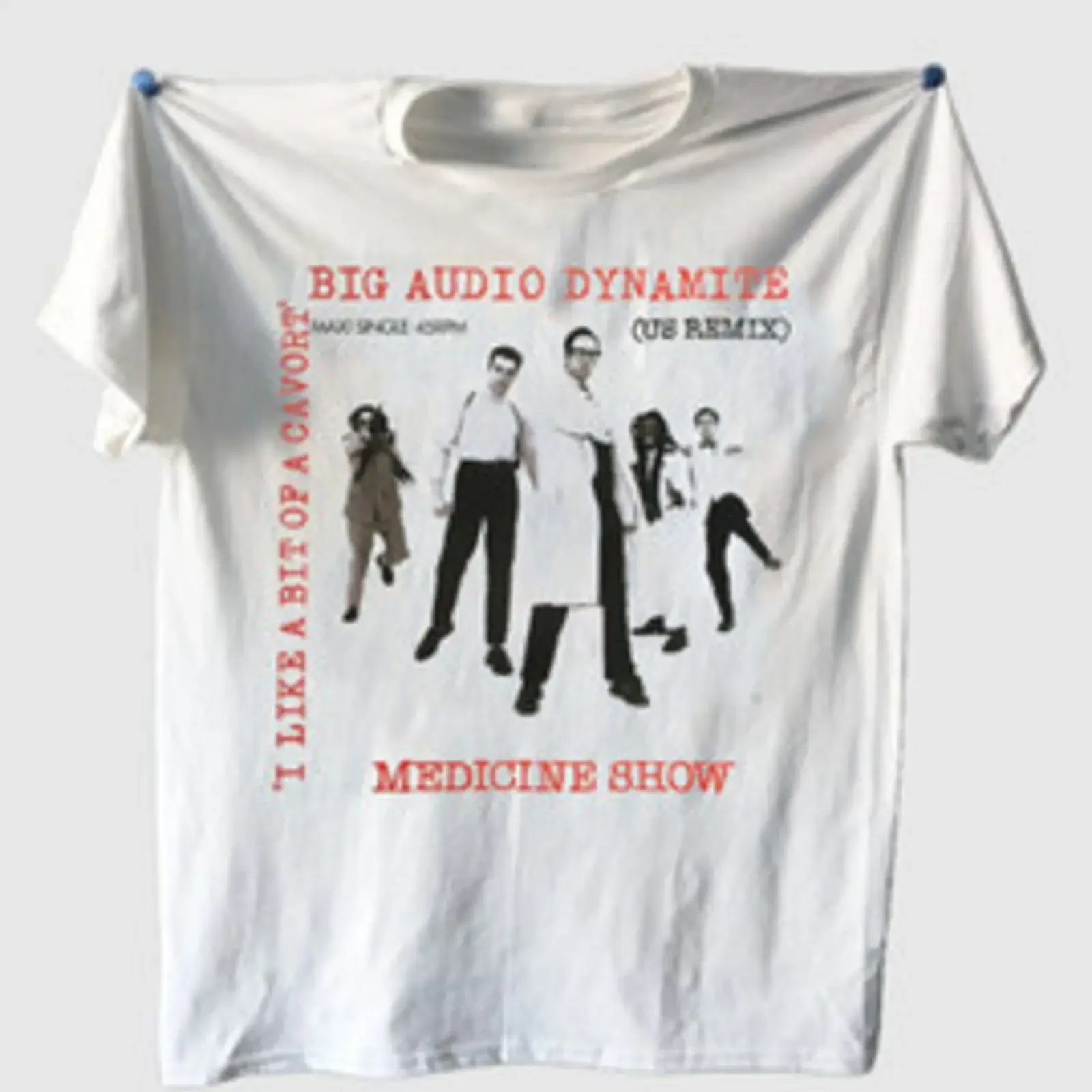 Camiseta Big Audio Dynamite Band Medicine Show Blanca UNISEX Todas las Tallas JN792 vintage Washed fashion Versatile Soft