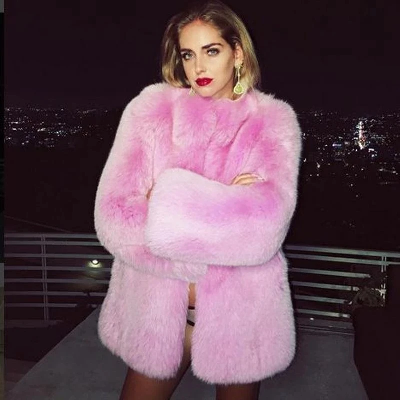 Fur Coat Women Pink Green Black 6 Color S-4XL Plus Size Faux Rabbit Fur Jacket Autumn Winter Fashion Loose Warmth Clothing