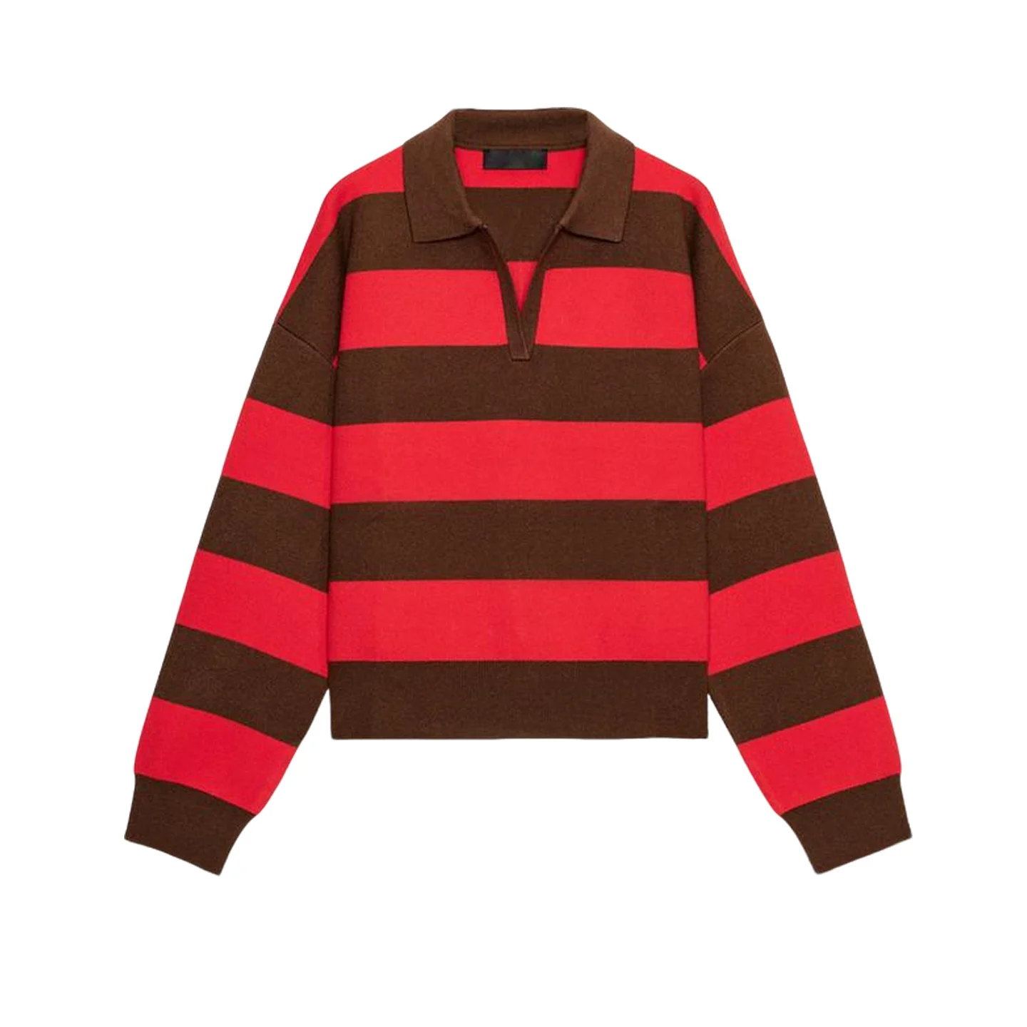 خريف شتاء جديد المرأة Ne Long Sve محبوك شريط التشذيب سترة عادية فضفاضة تناسب ألياف البوليستر #5