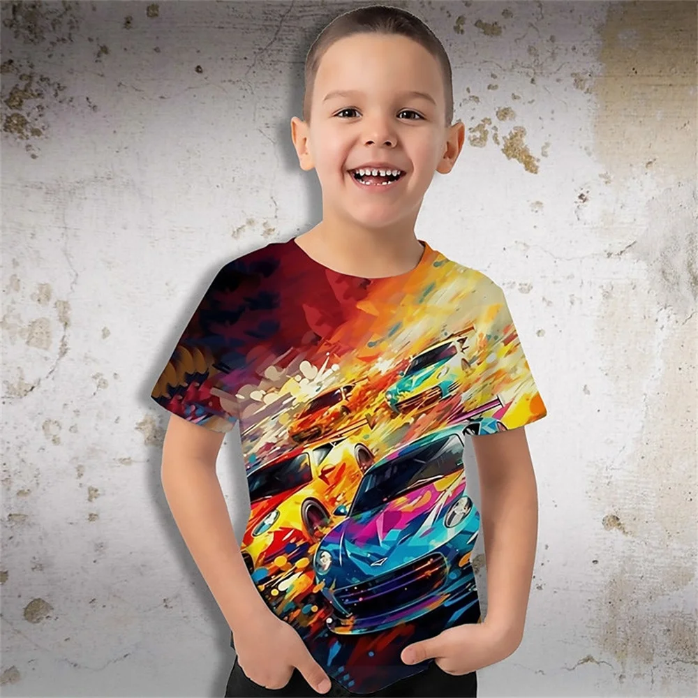 2025 Retro Motorcycle 3d Printed T Shirt Kids Children Birthday Tshirts Baby Clothes Boys Girls Casual T-Shirts Top Tee Summer