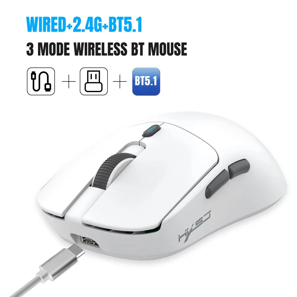 T68 Tri Mode Gaming Mouse Wired 2.4G BT5.1 PAW3311 1000Hz 12000DPI 6 Keys Programmable 500mAh Rechargeable For PC Laptop Esports
