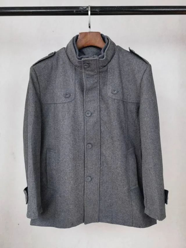 

Мужское шерстяное пальто свободного кроя для делового повседневного стиля, осенне-зимнее, модное, однобортное, однотонное, для больших размеров