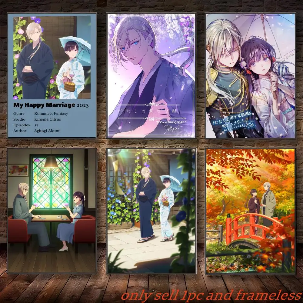 My Happy Marriage Anime Poster Mural HD Wall Decals for Bedroom Living Room Home Self-Adhesive Decor Gift