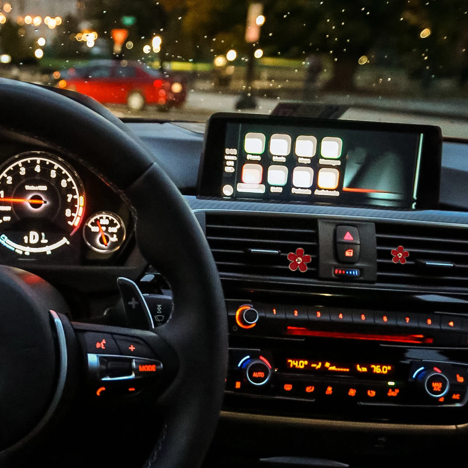 

4Pcs Car Vent Clips Flower Design Metal Clip Easy Install Car Air Freshener Clip Creative Interior Decor Dashboard Decorations