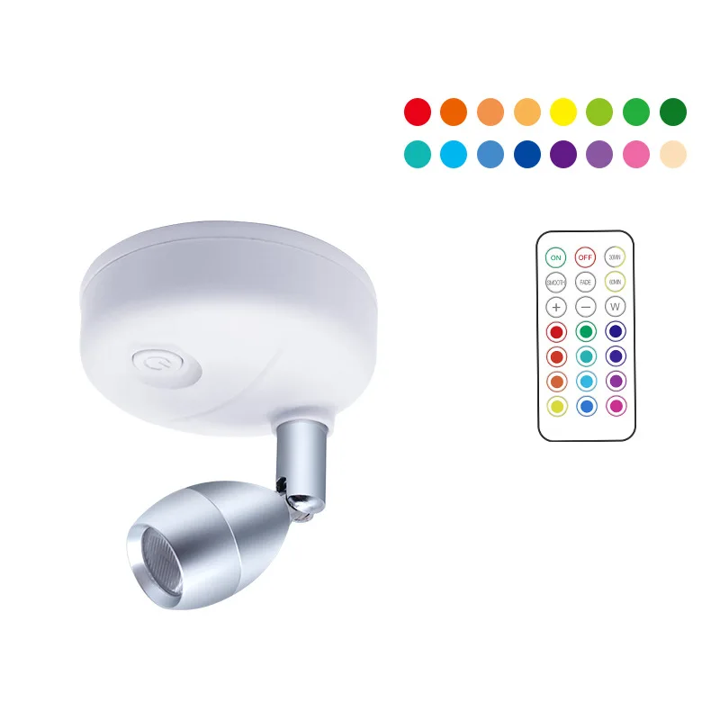 Remote Wireless LED Spotlight Rotatable Feature Light Battery Powered Puck Picture Light Indoor Cabinet Light Wall Light
