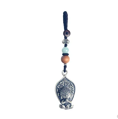 Buddha car key chain Zen cute key chain silver pendant birthday holiday creative practical gift