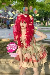 Little Pony Pinkie Pie Cosplay Costume Fashion Uniform Suit Outfit Halloween Party Lovely Skirt Wig