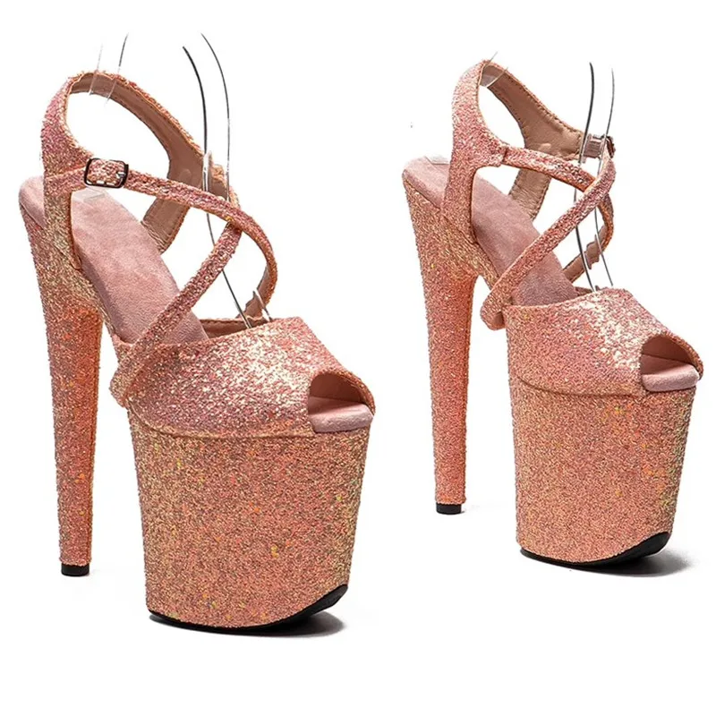 

Women 20CM/8inches Glitter Upper Plating Platform Sexy High Heels Sandals Pole Dance Shoes 258