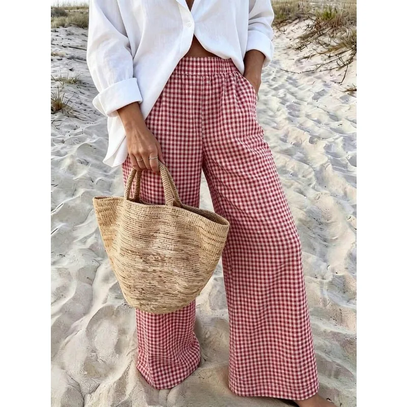 New Loose Casual Pants, Women's Yoga Pants, Breathable Hanging Straight Leg Wide Leg Sports Pants, Spotted Printed Streetwear