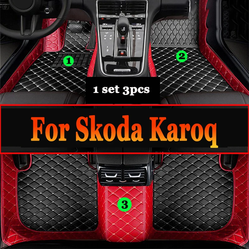 

Car Mats For Skoda Karoq NU7 2017~2022 Leather Floor Mat Auto Carpets Set Rugs Pad Interior Parts Car Accessories 2018 2019 2020