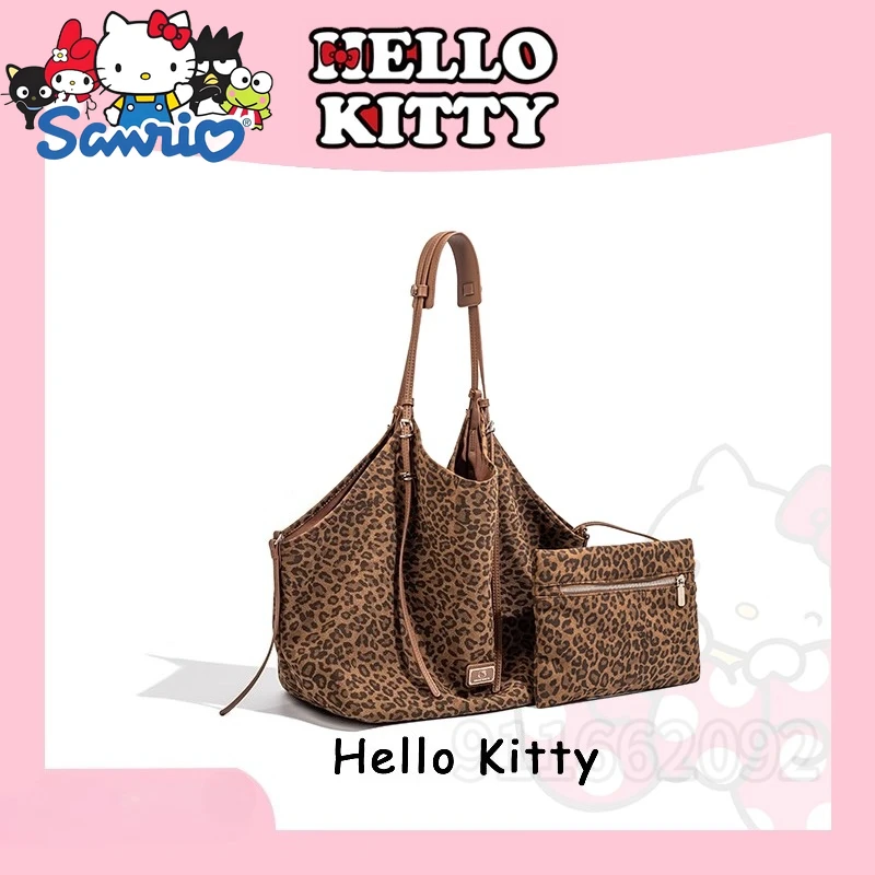 

Hello Kitty Leopard Print Women's Bag Luxury Brand Original 2-piece Set Women's Handbag Large Capacity Casual Shoulder Bag