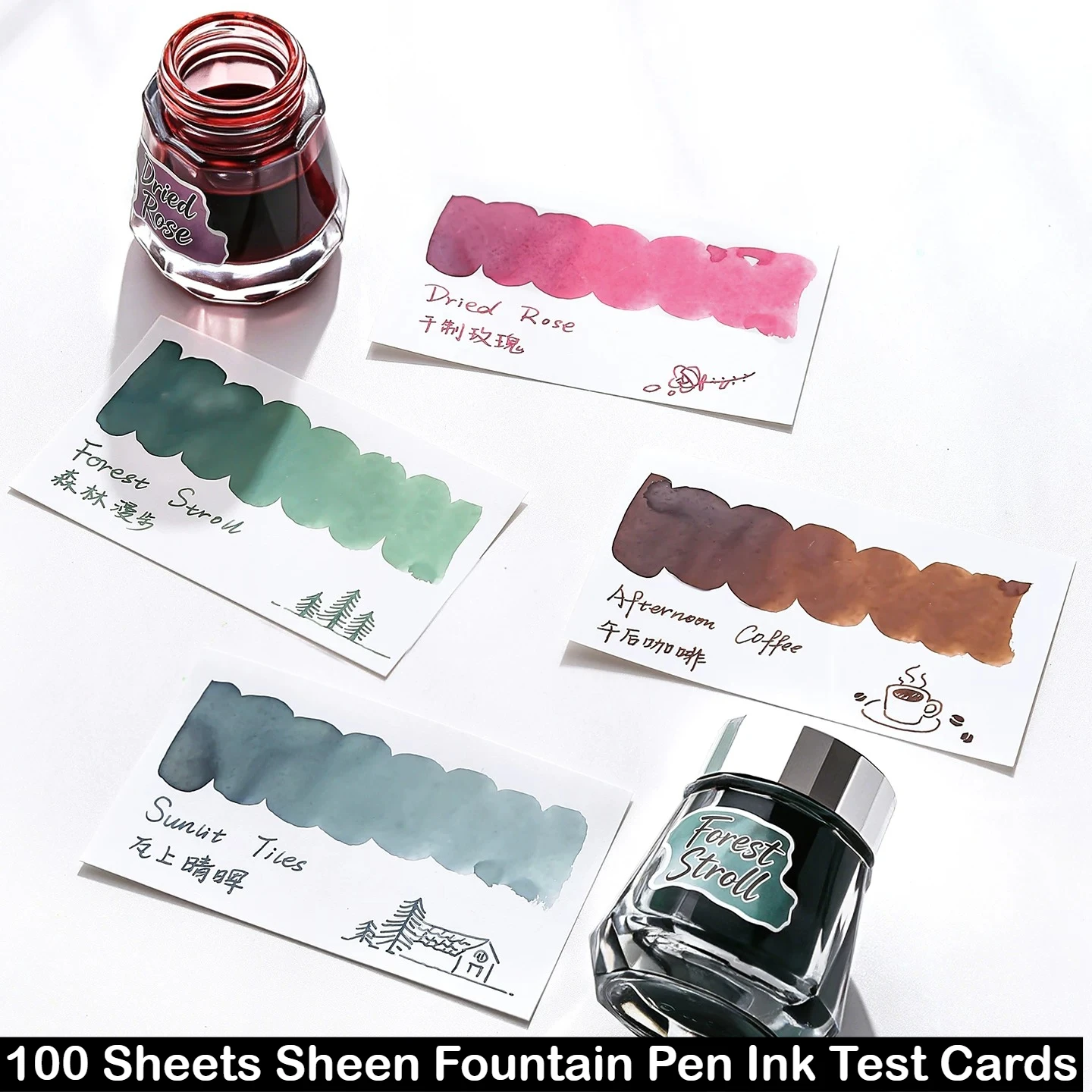 100 Sheets Sheen Fountain Pen Ink Test Cards 54x90mm Chromatography Paper Swatch Watercolor Paper Stationery School Supplies