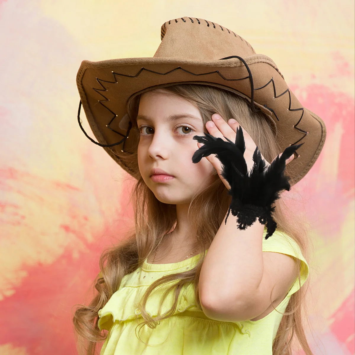 2 SZT. Akcesoria do kostiumów na Halloween Czarne mankiety dekoracyjne Mankiety klauna Bransoletka damska