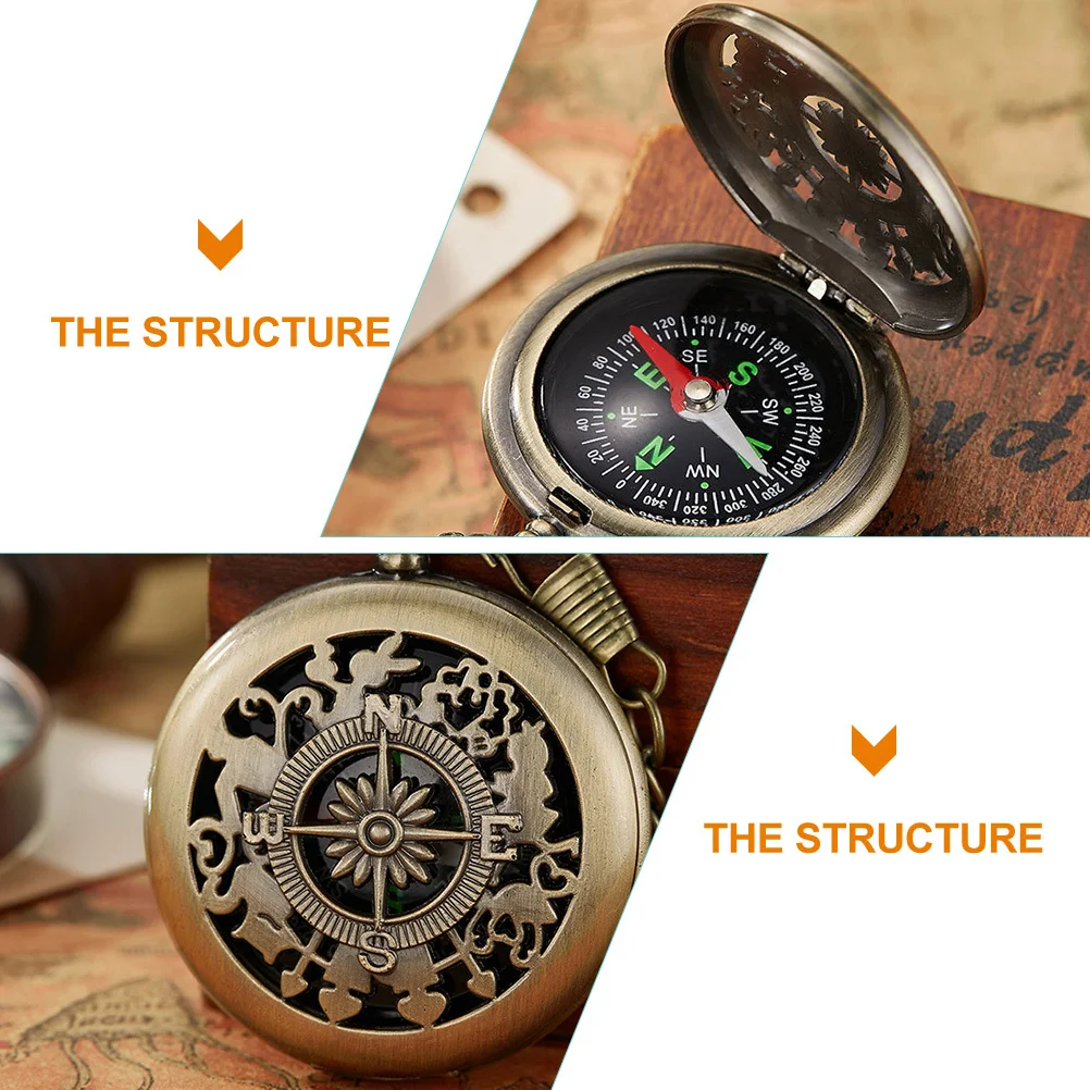 بوصلة جيب عتيقة خفيفة الوزن معدنية مكتشف الاتجاه الرجعية للمشي لمسافات طويلة في الهواء الطلق التخييم الملاحة بقاء والعتاد المحمولة