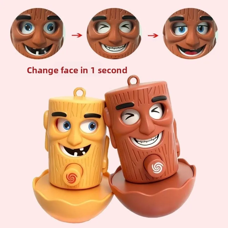 Italiaanse Brainrot Tung Creatieve Sleutelhanger Leuke Cartoon Gezichtsveranderende Sleutelhanger Schooltas Hanger Anime Grappige Sleutelhangers Roterend Speelgoed