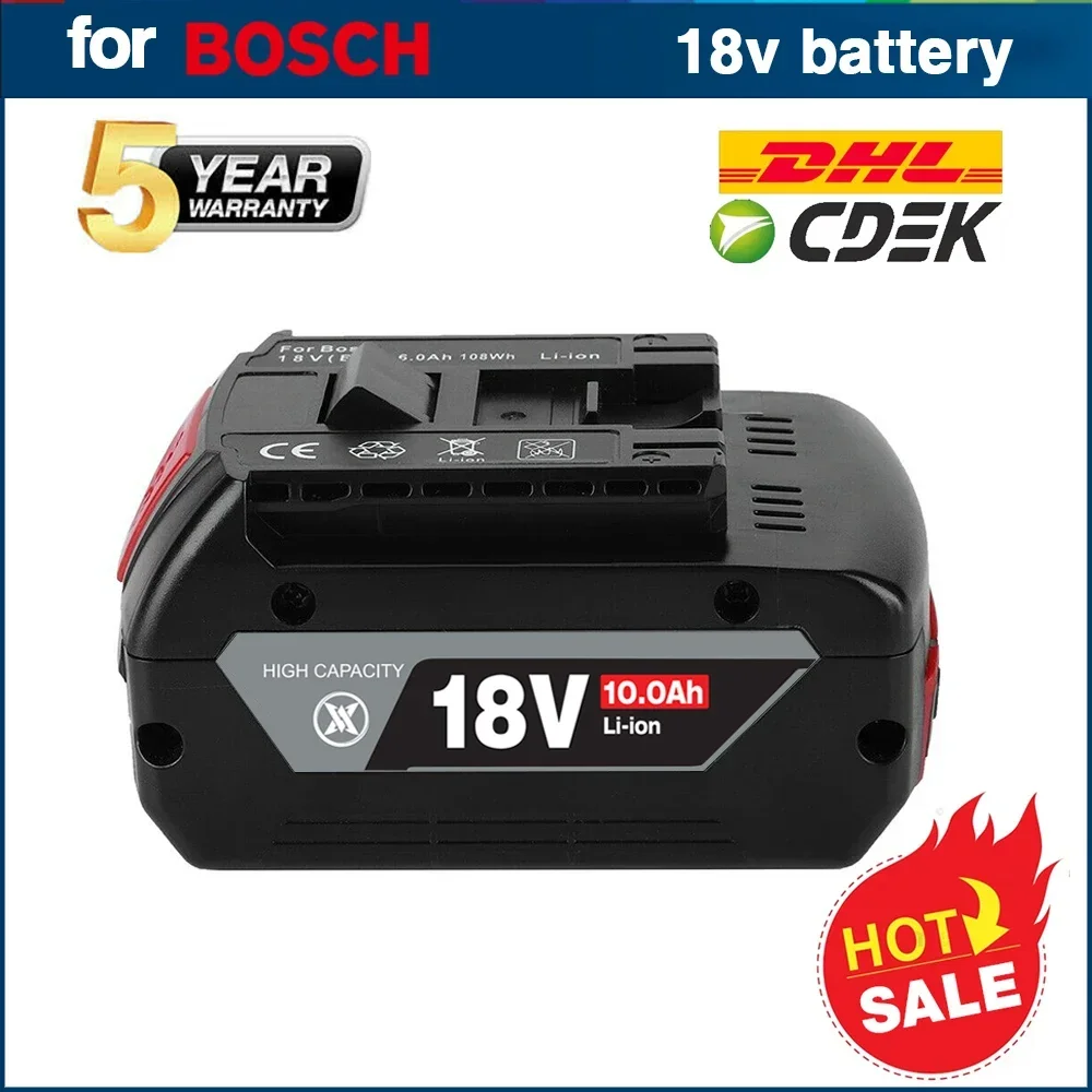 18V 10Ah แบตเตอรี่ Li-Ion แบบชาร์จไฟได้สําหรับ Bosch 18V เครื่องมือสํารอง 10000 mAh แบบพกพาสําหรับ BOSCH 18V แบตเตอรี่ BAT609