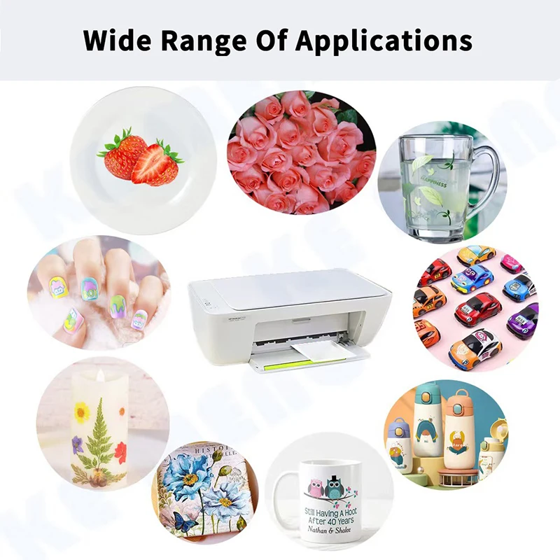 10 Sheets A4 Laser Waterslide Decal Transfer Paper White Transparent For DIY Mugs Procelain Phone Case Glass Metal Crystal