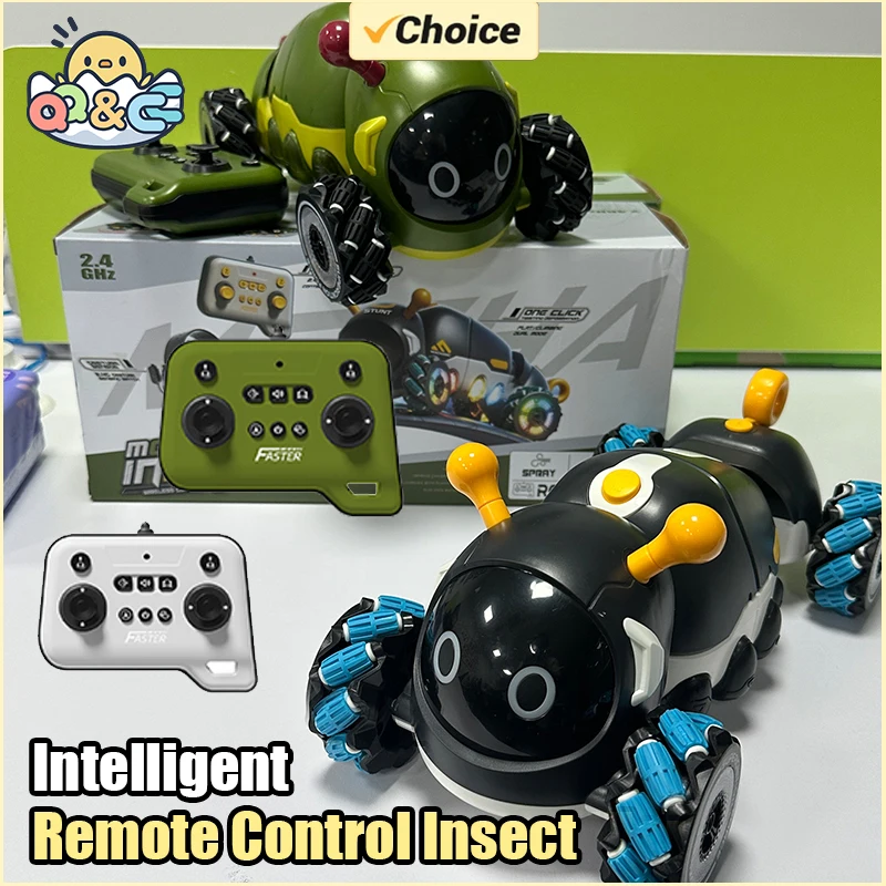 

RC Animals Intelligent Remote Control Insect 4WD with Spray Light Radio Controlled Stunt Car Electric Toys for Kids Gifts