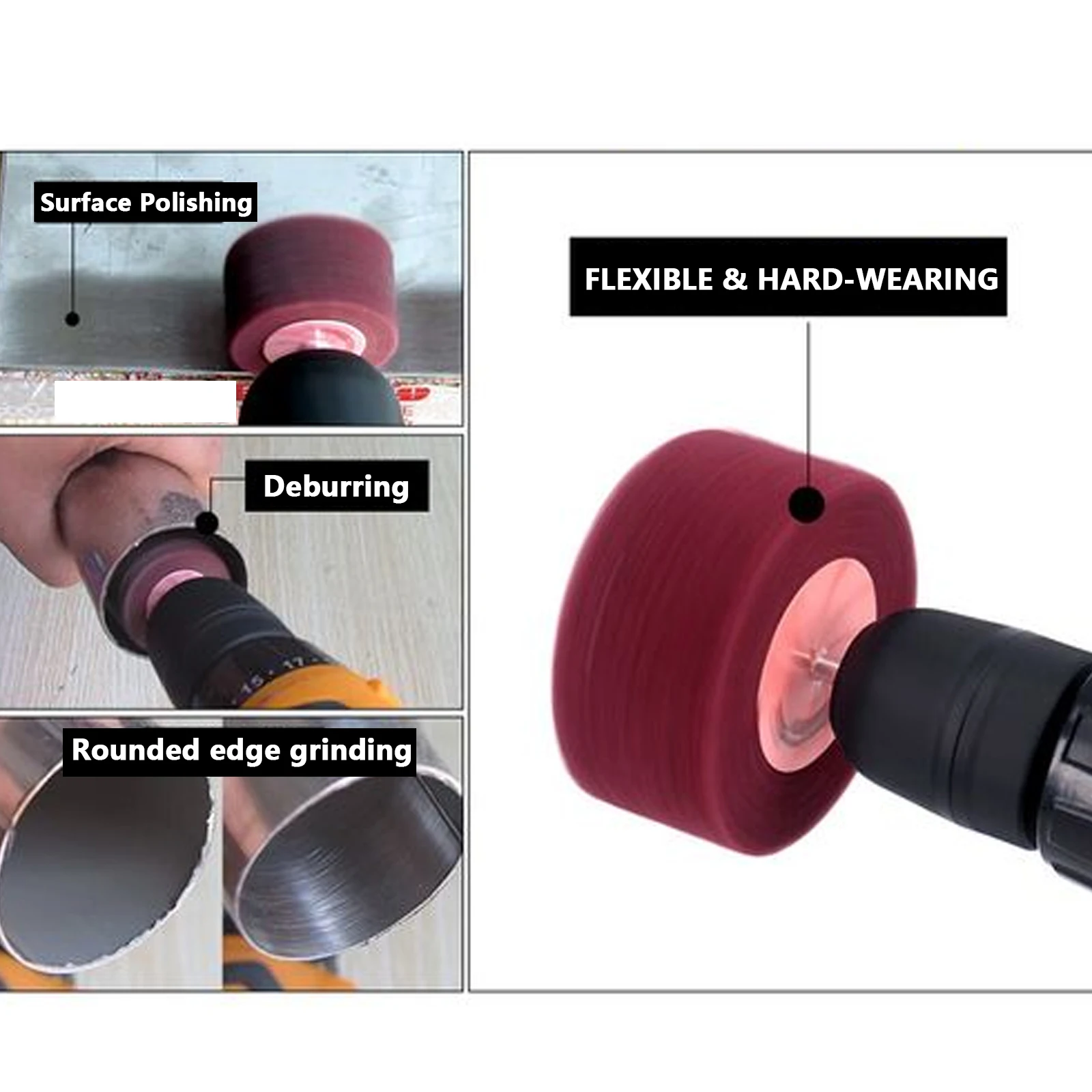 ล้อขัดพนังไม่ทอ 1 ชิ้น 25-60 มม. 320 #   Scouring Pad Grinding Sanding 6mm Shank Polishing หัวเจียรสําหรับทําความสะอาดโลหะ
