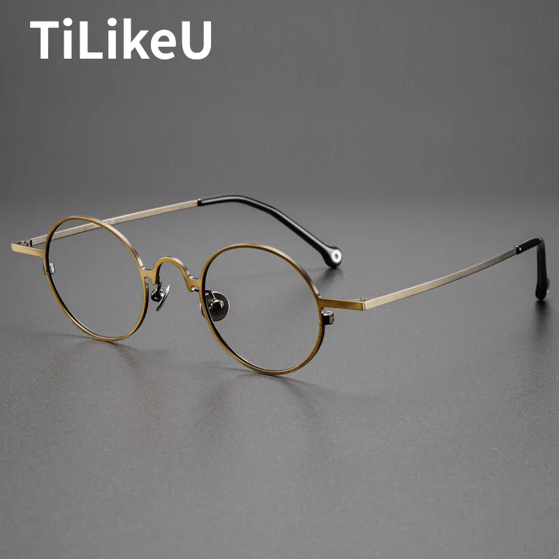 

Luxury Small Round Japanese Designer Titanium Alloy Ultra Light Women Eyeglasses Frame Retro Oval Men Prescription Glasses Frame