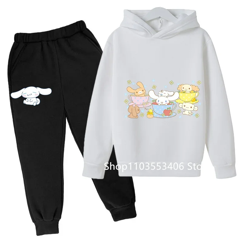 2024 New fashion cinnamon roll printed children's sweatshirt set spring and autumn casual outing boys and girls fashion hoodie