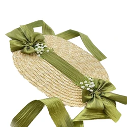 Handmade Women 1800s Victorian Wedding Tea Party Bonnet Lolita Hat Vintage Flowers Beach for Sun Cap Straw Weaving Hats