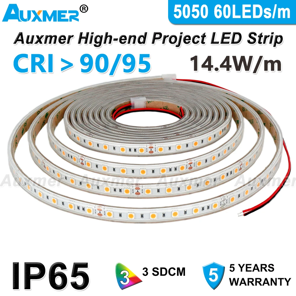 5050 60LEDs/m LED Strip Lights,CRI95 CRI90 IP65,DC12V/24V,300LEDs/Reel,Waterproof for Advertising Light Boxes,Kitchen,Freezer 5m