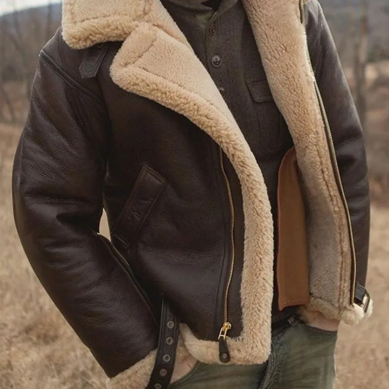 

Winter Export Wholesale Fur Integrated Coat Thickened Faux Leather Velvet Men's Jacket Fashionable Individual and Warm Comfort