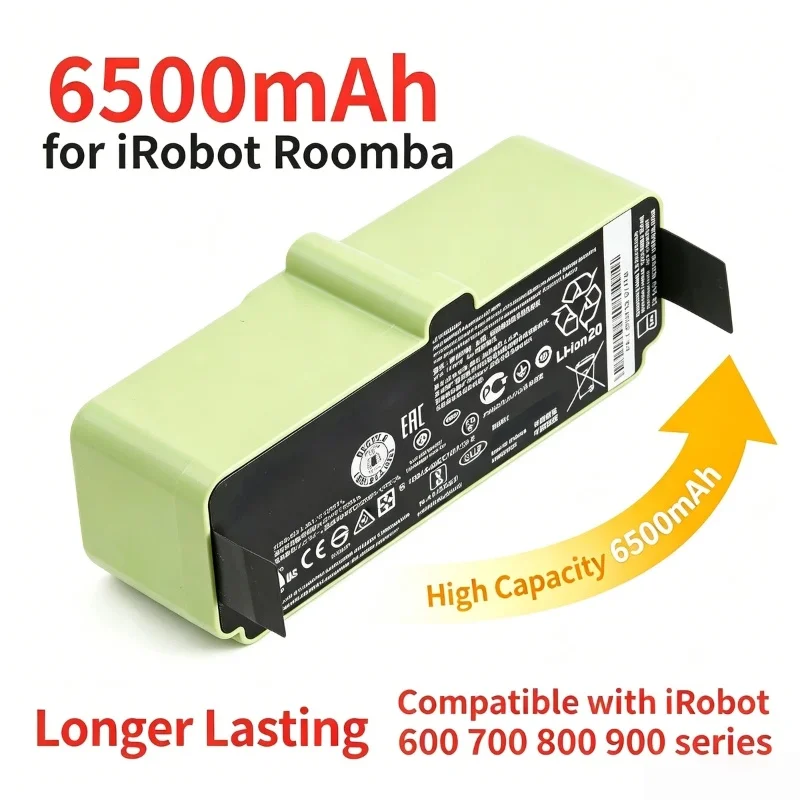 

14.4V 6500mAh Li-ion Battery for 900/800/700/600 Series - Compatible with 960,980,895,890,860,690,680,675 Cleaner, High Capacity