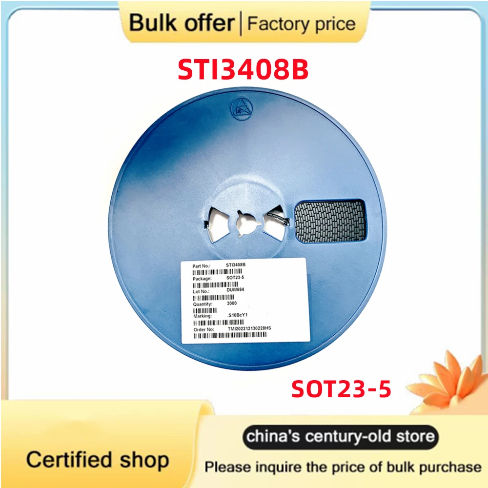 Original DC e DC síncrono Buck Converter IC Chip, STI3408B, SOT23-5, 10-100pcs por lote