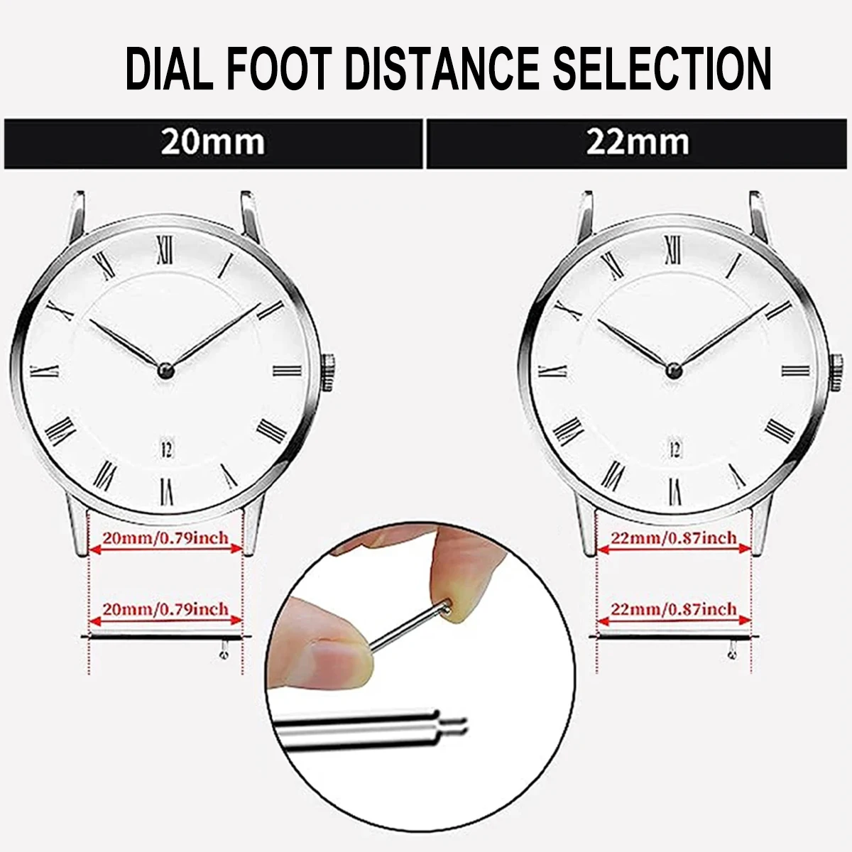 20 من دبابيس التحرير السريع ، قطرها ، من من من من من خلال إنشاء ، ~ ، للساعة الذكية 16/18/20/22 ، مفتاح الأذن من الفولاذ المقاوم للصدأ ، دبوس الأذن الخام ، شريط الأدوات
