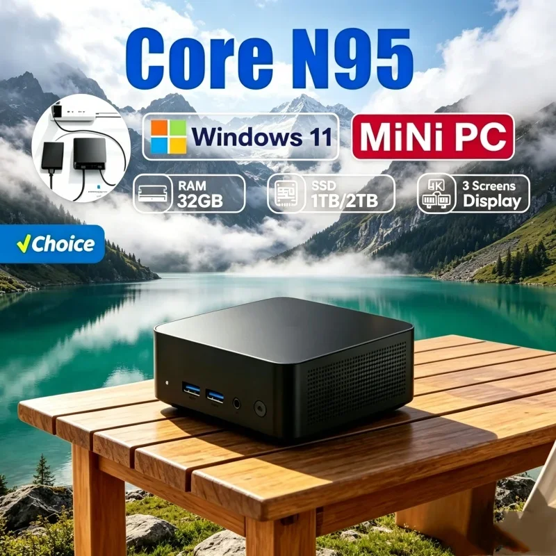 

Scintillant 2026 Svelte MINI PC Windows 11 Pro Core N95 16GB RAM 1TB SSD WIFI 6 BT5.2 4K HD Speedy Rearrange Gaming Home